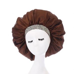 Bonnet de nuit en satin à bande large orné de strass scintillants, masque pour les yeux, cadeau pour les cheveux - Product Image 3