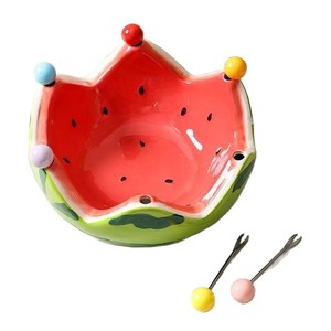 Juego de frutero creativo de sandía de alta calidad con tenedor, ideal para uso doméstico en la mesa de centro de la sala de estar, plato para frutas, ensaladera - Product Image 5