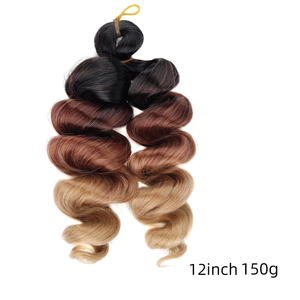 Extensions de <span class=keywords><strong>cheveux</strong></span> synthétiques bouclés ondulés de 12 pouces, couleur marron ombré, pour tresses françaises, boucles courtes et rebondissantes, teintes, 75g - Product Image 1