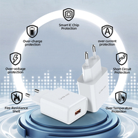 Chargeur mural USB blanc avec câble pour téléphone portable, charge rapide 18W QC3.0 Type-C, prise EU, garantie 1 an, directement de l'usine