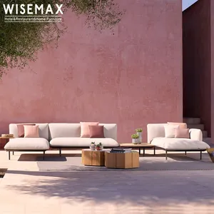 WISEMAX — ensemble canapé d'angle en aluminium, 6 pièces, mobilier de jardin en L, séchage rapide, compatible avec canapé d'angle