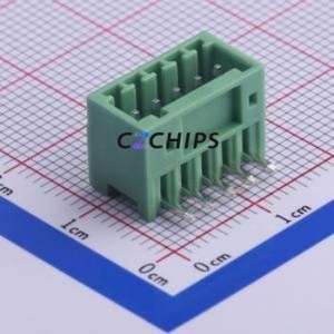 KF2EDGR-2.5-5P Plug-in Terminal Block Bent Lead Through Hole,P=2.5mm Connector Board-to-Board / Socket - Closed 1x5P 2.5mm Green - Product Image 1