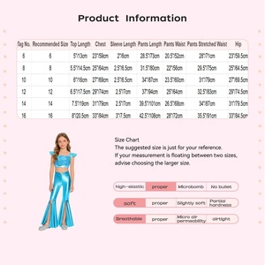 Kids Girls Dance Costumes Wholesalers Dance Performance Outfit Sparkling <b>Sequin</b> Metallic Crop <b>Top</b> With Pant Casual Daily Wear - Product Image 6