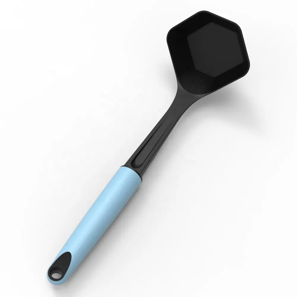 Nuovo disegno di Nylon Mestolo, Cucina Utensile Da Cucina Antiaderente Zuppa di Mestolo Cucchiaio con Manico Unico di design, Resistente Al Calore, lavastoviglie