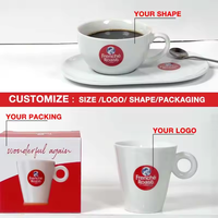 Ensemble de Tasses à Café et Soucoupes en Porcelaine, Personnalisables à Faible MOQ, Mini Tasses Promotionnelles pour Cappuccino, Latte ou Thé au Lait
