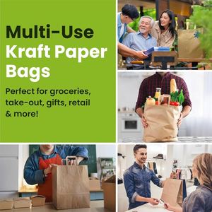 Bolsas de Kraft Personalizadas Ecológicas, Biodegradables y de Lujo para Comida Rápida para Llevar, con Refuerzo Lateral, Recubrimiento Acuoso y Asas de Cuerda de Algodón - Product Image 2