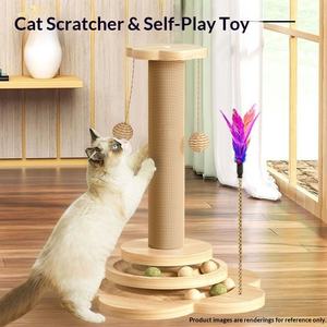 <span class=keywords><strong>Tiragraffi</strong></span> in Legno <span class=keywords><strong>per</strong></span> <span class=keywords><strong>Gatti</strong></span> con <span class=keywords><strong>Colonna</strong></span> in Sisal, Senza Residui, Struttura <span class=keywords><strong>per</strong></span> Arrampicata con Bastoncino Interattivo - Product Image 4