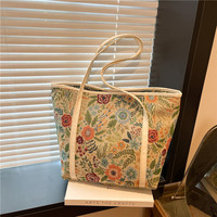 BETTY LUORI 2025 Nouveau Sac Fourre-Tout en Toile Grande Capacité Tendance à Bandoulière Unique pour Femme, Décontracté, Polyvalent, Ethnique, avec Fermeture Éclair
