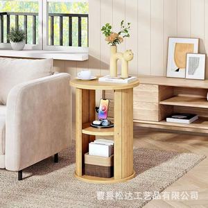 Cross-border rotating bookshelf floor shelf <b>storage</b> <b>unit</b> solid wood children's living room home <b>corner</b> narrow cabinet - Product Image 2