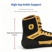 Chaussures d'entraînement de boxe personnalisées en gros, souples, légères, antidérapantes, en caoutchouc, respirantes, avec protection de la cheville, pour commande en gros