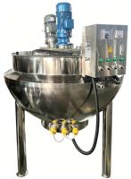 Marmite de cuisson double paroi en acier inoxydable de 500 litres, chauffage électrique ou à gaz, avec agitateur