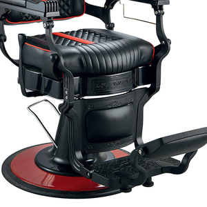 Equipo de barbería Asiento cuadrado Silla de peluquero Marco negro Pasamanos de aluminio Corte de pelo Silla reclinable - Product Image 6