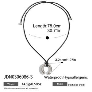 J & <span class=keywords><strong>D</strong></span> Mode 18K Vergulde Roestvrijstalen Hoefijzerketting Klassiek Zwart Wax Touw Ketting Gepolijst Hoefijzer Hanger - Product Image 6