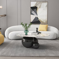 Table basse sphérique moderne de luxe avec plateau en marbre, pieds en acier inoxydable, meubles de salon, table centrale en métal doré