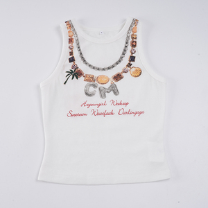 Débardeur en tricot respirant brodé, style jeune et féminin, sans manches, coloré, mignon pour l'été - Product Image 2