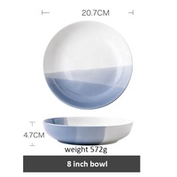 Vaisselle en céramique de luxe créative bleue à dégradé, ensembles de vaisselle en porcelaine pour le dîner, vente en gros