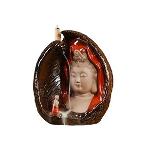パーソナライズされたセラミック逆流香バーナーGuanyin仏形状流れる香コーンホルダーアロマセラピーディフューザー - Product Image 4