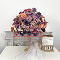 Nouveau produit : Boule de fleurs artificielles roses blanches, vertes et roses pour centre de table de mariage et fournitures de décoration événementielle