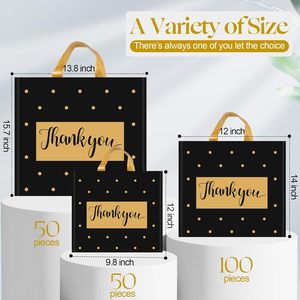 Bolsas de Plástico Negras con Puntos Dorados YC, Bolsas de Compras de LDPE con Asas Suaves Personalizadas para Empaque de Ropa de Boutique - Product Image 2