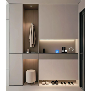 木质现代家居鞋架储物柜，带抽屉和门，适用于玄关 - Product Image 5