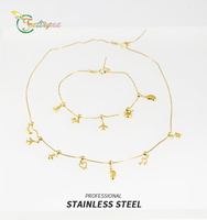 Collier personnalisé en acier inoxydable doré avec pendentifs étoile, cœur, lune, avion, ours en peluche, chaîne maille forçat, bijoux pour femme, vente en gros, OEM