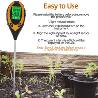 Kit de test de sol 4 en 1, testeur d'humidité numérique pour plantes avec PH/température/luminosité, testeur de PH du sol pour le jardinage en intérieur et en extérieur