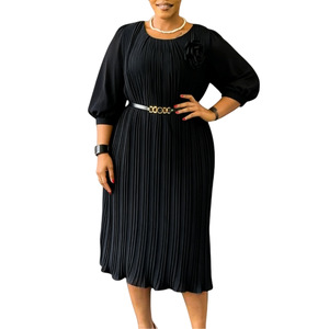 Abiti Estivi Trendy da Donna, Casual <span class=keywords><strong>con</strong></span> Maniche 3/4, Collo Tondo, Plissettati, Eleganti per l'Ufficio <span class=keywords><strong>con</strong></span> <span class=keywords><strong>Cintura</strong></span> - Product Image 6