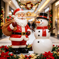 Sculpture de Père Noël et Bonhomme de Neige en Fibre de Verre sur Mesure à Grande Échelle, Statue en FRP Taille Réelle pour Décoration de Centre Commercial, OEM ODM