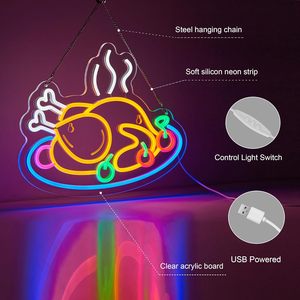Grilled Chicken Letreros Neon LED dimmable USB powered ambient <b>light</b> store <b>window</b> decoration <b>light</b> street indicator <b>light</b> 5v - Product Image 1