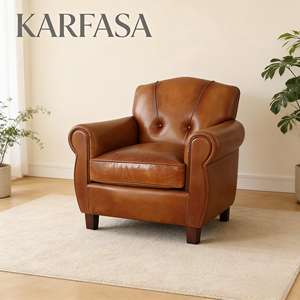 Canapé individuel classique en <span class=keywords><strong>cuir</strong></span> véritable <span class=keywords><strong>vintage</strong></span> brun moderne pour salon/chambre d'hôtel/appartement/atelier, fabrication artisanale - Product Image 3