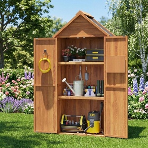 Caseta de Jardín de Madera con Doble Puerta, 73x39x169cm, 2 Estantes Extraíbles, Techo Impermeable, Armario de Almacenamiento Exterior para Patio - Product Image 1
