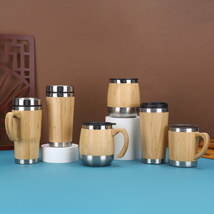 <span class=keywords><strong>2025</strong></span> thiết kế mới tre gỗ cuộn trên chai thép không gỉ 500 ml tre hàng đầu nước gỗ chai với Nắp bằng gỗ - Product Image 2