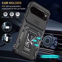 Coque de téléphone portable DEERLAMN motif animal pour Google Pixel 10/10 Pro avec cache-caméra coulissant, protection d'écran et béquille rotative