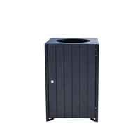 Poubelle extérieure simple en plastique imitation bois, de taille moyenne, pour rues, parcs et collectes de déchets commerciaux