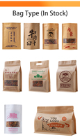 Pochette Doypack en papier kraft blanc et brun avec fenêtre, impression logo personnalisée en héliogravure, pour emballage de thé matcha et herbes, avec fermeture zip