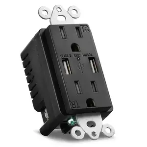 ETL Listed Electrical Duplex 4.2A USB AC Outlet with Black Color