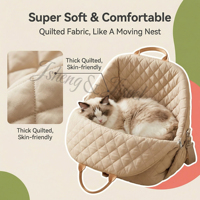 Sac de transport matelassé 2-en-1 imperméable et respirant en polyester thermique pour animaux de compagnie, siège auto rehausseur portable pour petits chiens et chats, doux