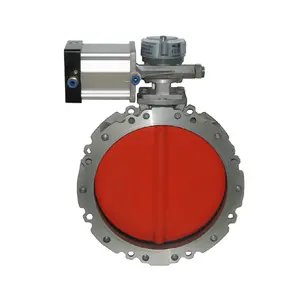 Válvula borboleta pneumática de pó com flange dupla para silo de cimento com disco revestido de nylon