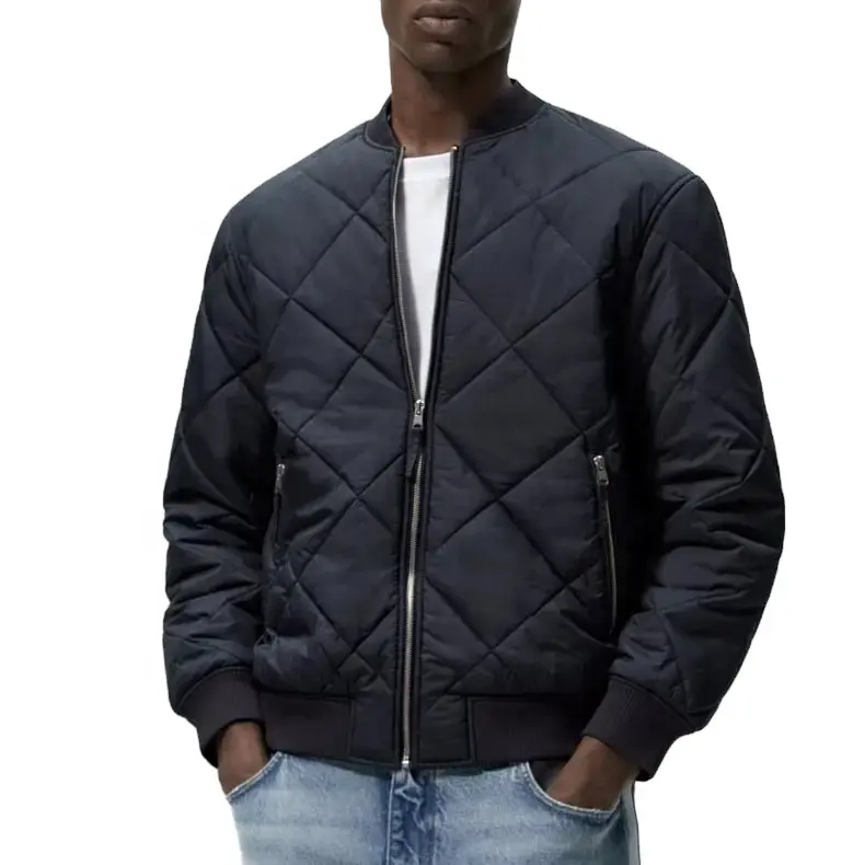 Men's cotton jacket with Ringer quilted stand-up collar Stylish City utility Jacket