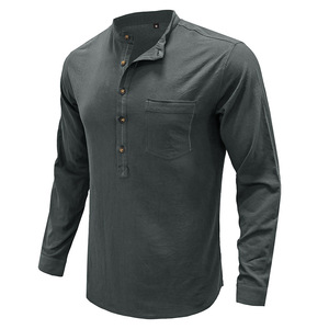 New Arrived <b>Men's</b> Autumn Satin Dress <b>Shirt</b> 100% Cotton Linen Long Sleeve Stand Collar Casual Comfortable Slim Fit Design Single - Product Image 5