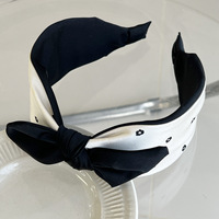 Bandeau coréen noir blanc à pois petite fleur chouchou fleur nœud pince à cheveux cravate accessoire de cheveux pour femme