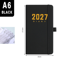 Agenda 2027 A6, couverture en PU, reliure élastique, journal de poche, planificateur quotidien, papeterie de bureau, vente en gros OEM ODM
