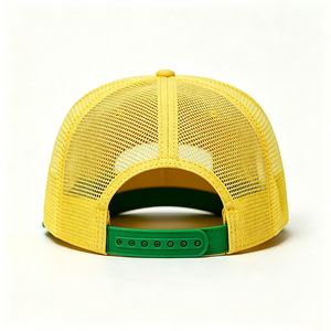 Gorra Trucker Personalizada con Parche de Goma, Dos Tonos Amarillo y Verde, Malla Trasera, Unisex, para Deportes al Aire Libre de Verano - Product Image 3