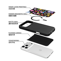 Coque de téléphone AG Feeling Black Edge avec motif puzzle noir doré pour iPhone 17, 17 Pro Max, 16 Pro, 15, 15 Pro Max, 15 Pro, 14 Pro Max – Coque magnétique