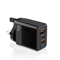 Cargador USB-C Multipuerto de 45W, Adaptador de Carga Rápida QC3.0/PD, Enchufes para EE. UU./UE/Reino Unido, para Teléfonos, Tabletas, Portátiles, Viajes