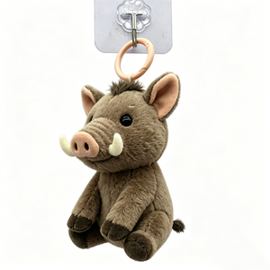 Llavero de peluche de jabalí marrón suave personalizado, mini llavero de peluche de jabalí sentado con colmillos, regalo de peluche de jabalí para amantes de los cerdos - Product Image 4