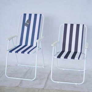Chaise de plage pliante d'extérieur, chaise de détente, chaise de piscine, chaise de camping, chaise de <span class=keywords><strong>jardin</strong></span>, chaise de patio, chaise de plage en acier à rayures bon marché avec accoudoirs - Product Image 1