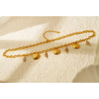 Collar de la Serie Ocean, Joyería Impermeable al por Mayor, Chapado en Oro de 18K, Cadena Ovalada de Acero Inoxidable, Dijes de Concha Marina