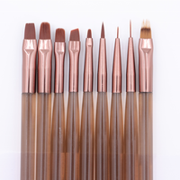 Brosse professionnelle de revêtement d'ongle de poignée de résine brune d'OEM et brosse d'art avec des cheveux en nylon de PA pour des BW11-8 de beauté d'ongle