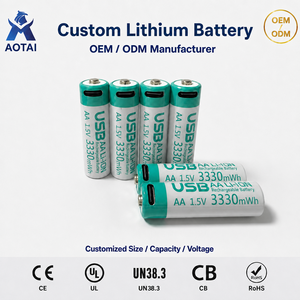 AA 可充电锂电池 1.5V 3330mWh Type-C 直充 适用于无线音箱 POS 批发工厂 - Product Image 1